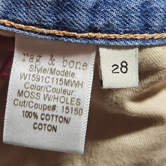 Rag & Bone Women's Boyfriend Jean Moss W/Holes Size 28 Medium Wash Cotton Denim - Picture 16 of 16